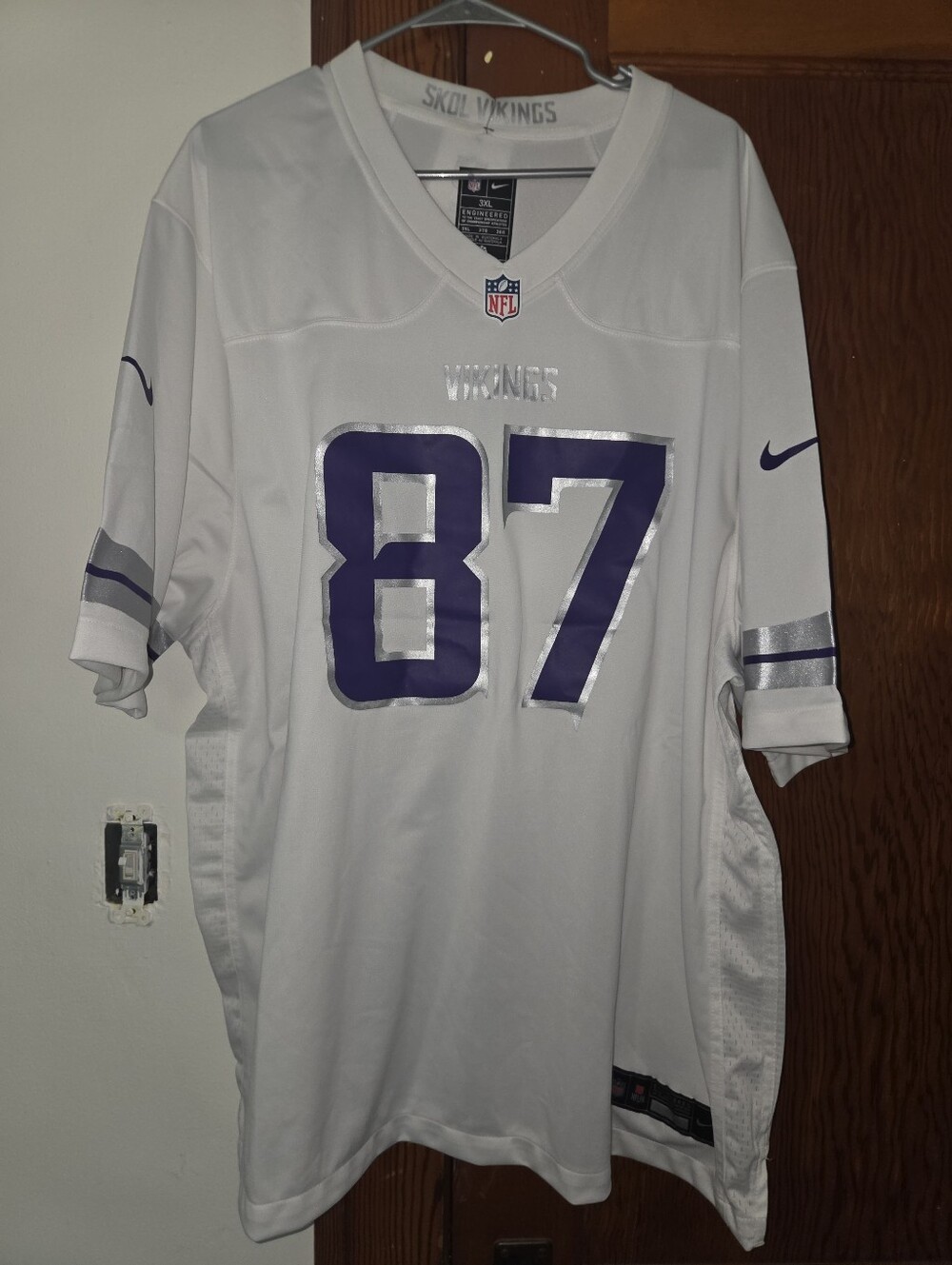 TJ Hockenson Minnesota Vikings #87 White and Purple Jersey Men's 3XL NWT